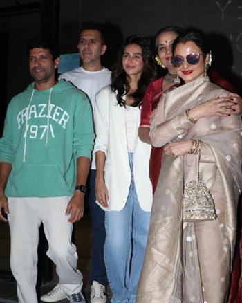 Farhan Akhtar, Ritesh Sidhwani, Shibani Dandekar, Shabana Azmi and Rekha