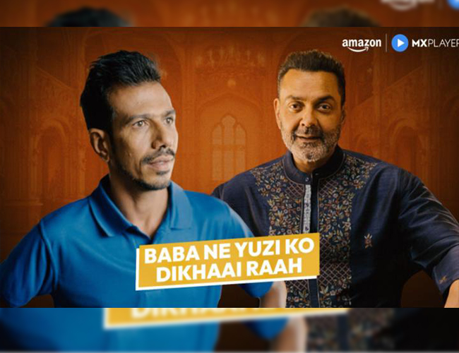 Cricketer Yuzvendra Chahal seeks Baba Nirala aka Bobby Deol's blessings to become an opening batsman in a hilarious crossover for Amazon MX Player's series - Aashram S3 Part 2!