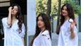 Divya Khosla Kumar stuns fans and followers in the chic and edgy look in a classy white shirt dress paired with thigh-high heels!