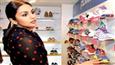 Huma Qureshi checks out shoes at a store launch in Bengaluru