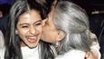 Kajol gets a kiss from Jaya Bachchan