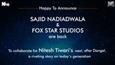 Sajid Nadiadwala and Fox Star Studio collaborate for  Nitesh Tiwari’s next after Dangal