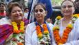 Saroj Khan, Upasana Singh and Salma Agha campaigning for Milind Bhole 