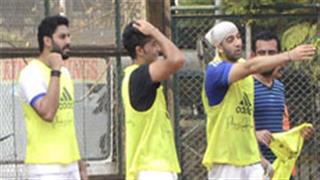 Abhishek Bachchan and Ranbir Kapoor hit the football field for charity
