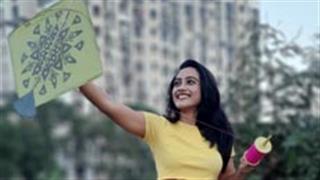 Amika Shail enjoys flying kites on Makar Sankranti