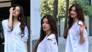 Divya Khosla Kumar stuns fans and followers in the chic and edgy look in a classy white shirt dress paired with thigh-high heels!