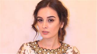 Evelyn Sharma looks regally elegant in a fawn, textured, princess line drape!