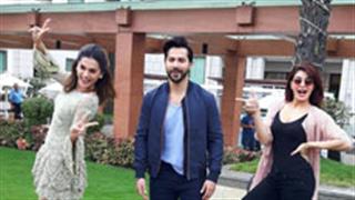 Varun, Jacqueline and Taapsee goof around during promotions in Hyderabad