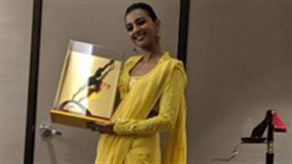 Radhika Apte was all smiles in her classy yellow Saree at a recent awards function