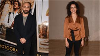 Sanya Malhotra and Ritesh Batra click pictures with paparazzi at a special preview of Photograph