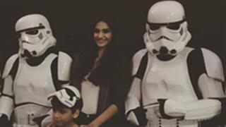 'Star Wars' fan Sonam Kapoor strikes a pose with Stormtroopers