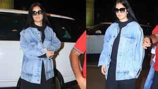 Katrina Kaif Stuns in Oversized Denim Jacket at Mumbai Airport!