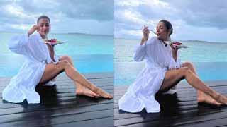 Malaika Arora Stuns in Maldives: Embraces Detox with a Fruit Feast by the Sea!