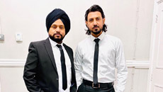 Karamjit Anmol shares a still with Gippy Grewal in a changed avatar from the sets of 'Paani Ch Madhaani'!