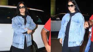 Katrina Kaif Stuns in Oversized Denim Jacket at Mumbai Airport!