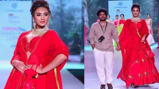 Seerat Kapoor Dazzles in Red Ghagra Choli at Hyderabad Times Fashion Week!