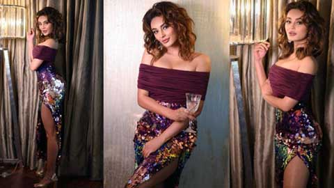 Seerat Kapoor Slays the Glam Game In A Mesmerizing Multicolored Mermaid Sequin Off Shoulder Dress With A Sultry High Slit!
