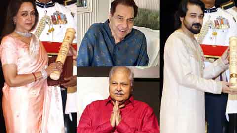 An Emotional Evening at Rashtrapati Bhavan: Late Legends Dharmendra and Satish Shah Honoured at Padma Awards 2026!