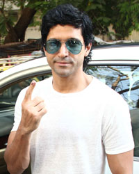 Farhan Akhtar at Bollywood Stars Cast their Votes