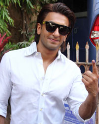 Ranveer Singh at Bollywood Stars Cast their Votes