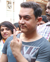 Aamir Khan at Bollywood Stars Cast their Votes