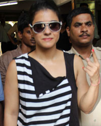 Kajol at Bollywood Stars Cast their Votes