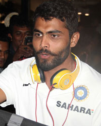 Ravindra Jadeja at Indian Cricket Team at Mumbai Airport