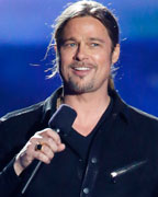 Brad Pitt presents the award for movie of the year at the 2013 MTV Movie Awards in Culver City, California
