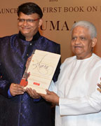 Shri Pyarelal Sharma and wife with Bipin Pandit at the launch of the latter's book 'Khumaar'