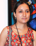 Shaina NC at the inauguration of Deeksha Mishra's art exhibition
