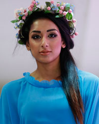 A model wears a creation from the Dora Bauer collection during Liverpool Fashion Week in northern England