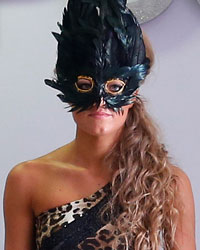 A model wears a creation from the Marsha Dreams collection during Liverpool Fashion Week in northern England