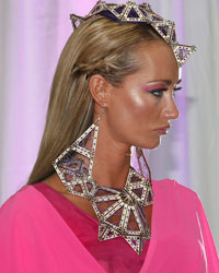 A model presents a creation from Belles Bejewelled during Liverpool Fashion Week in northern England