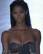 A model presents a creation from the Animale 2013-2014 summer collection during Sao Paulo Fashion Week