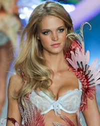 Model Erin Heatherton presents a creation during the annual Victoria's Secret Fashion Show in New York