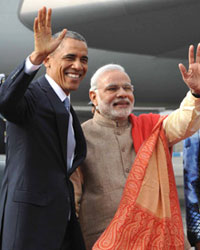 US President Barack Obama Arrives in India