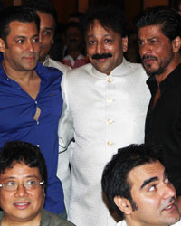 Salman Khan, Baba Siddiqui and Shah Rukh Khan