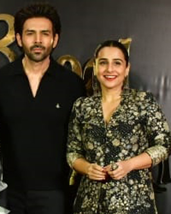 Anees Bazmee, Bhushan Kumar, Madhuri Dixit, Kartik Aaryan, Vidya Balan and Shiv Chanana