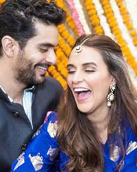 Angad Bedi and Neha Dhupia during Mehendi ceremony