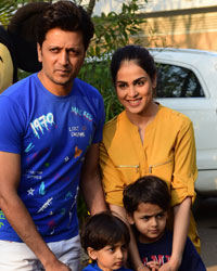 Riteish Deshmukh and Genelia D'Souza with their kids Riaan, Rahyl Deshmukh