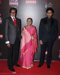 Amitabh Bachchan, Jaya Bachchan and Abhishek Bachchan