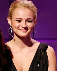 Presenters and nominees for the outstanding younger actress in a drama series award, (from L-R) Kristin Alderson, Hunter King, Lindsey Morgan and Jacqueline MacInnes Wood, present the outstanding lead actress in a drama series award during the 40th annual Daytime Emmy Awards in Beverly Hills, California