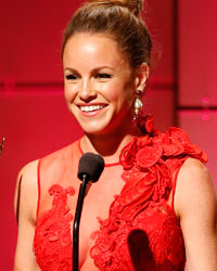 Julie Marie Berman from 'General Hospital,' accepts her outstanding supporting actress in a drama series award during the 40th annual Daytime Emmy Awards in Beverly Hills