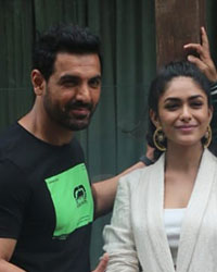 John Abraham, Nikhil Advani and Mrunal Thakur John Abraham, Nikhil Advani and Mrunal Thakur