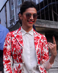 Deepika Padukone at Celebs Cast Their Vote at Assembly Elections 2014