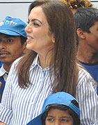 Mumbai Indian Team with EFA kids Mumbai Indian Team with EFA kids