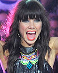 Carly Rae Jepsen celebrates after winning the award for video of the year during the MuchMusic Video Awards in Toronto
