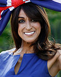 Race goer Jackie Sinclair poses for photographs on the first day of Royal Ascot, southwest of London