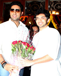 Abhishek Bachchan and Yuva Sena President Aditya Thackeray during the flag off special BEST buses in Mumbai. BEST is starting special late night Buses for film city workers