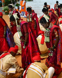 The Ambani family hosted a grand mass wedding ceremony for over 50 underprivileged couples from Maharashtra's Palghar